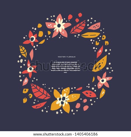 Round floral text border hand drawn layout