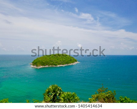 Bay of Nai Harn Beach from the view point above on Phuket island in Thailand. Summer backgourndpoint