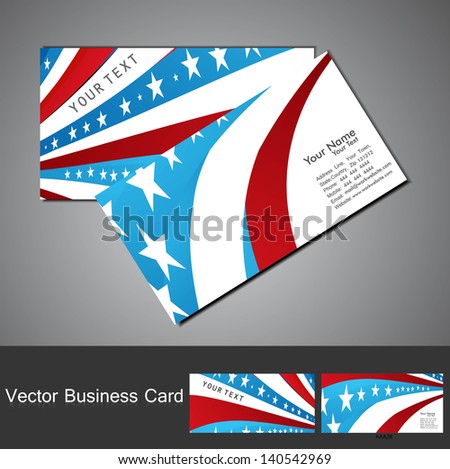 American Flag 4th july business card set wave design vector