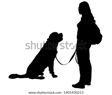 People with domestic dogs on a white background
