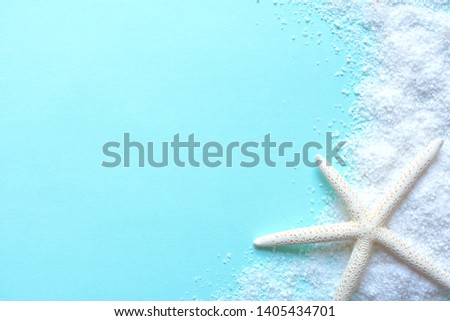White sand and starfish.
White shell.
background.