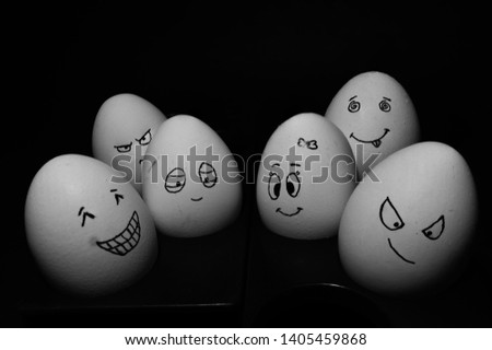 Egg group with emoji faces