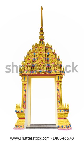 Door frame thai art style isolated on white background