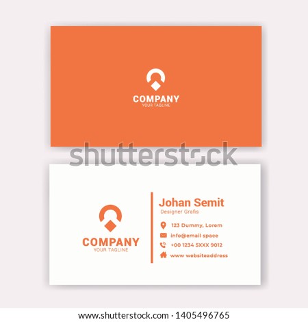 business card orange template vector