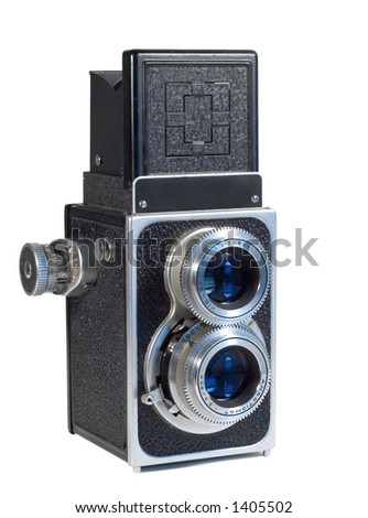 Vintage TLR Camera Isolated on White
