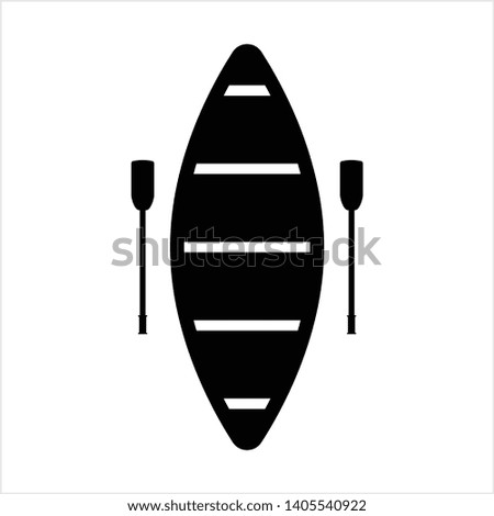 Boat With Boat Paddle Icon, Boat Paddle Pair Vector Art Illustration