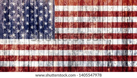 USA flag on old wooden background, Happy Independence Day, postcard and wrapping paper