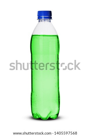 
small plastic bottle with water on a white background