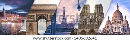 Promotional banner of Paris France - 5 pictures of monuments