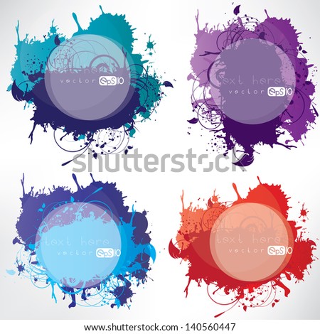 Abstract background with splash and floral elements