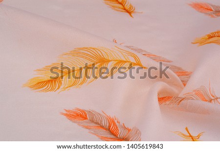 Texture background, women's shawl. Pure silk scarf - Hand-painted scarf with an exotic bird feather pattern with digital printing.