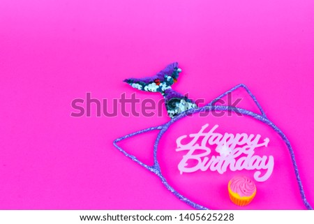 Happy Birthday and Fancy Dress Model  Isolated on a pink background - images