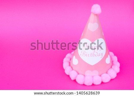 Happy birthday  Fancy hat style  Isolated on a pink background - images