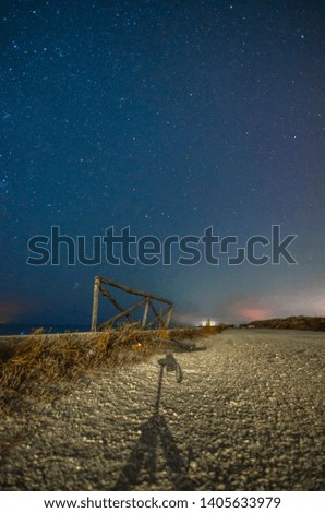 Night landscape with path and starry sky
