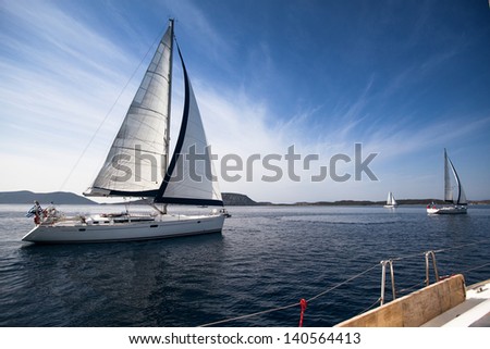 Sailing yacht race, picture with space for text or logos