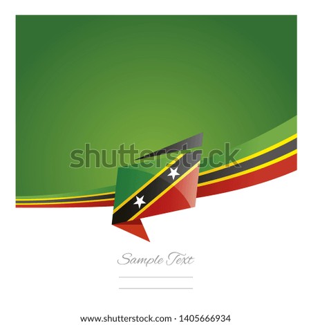 New abstract Saint Kitts and Nevis flag ribbon origami green background vector