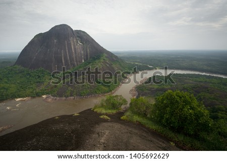Mavicure hill arising at Colombian Amazon I Royalty-Free Stock Photo #1405692629