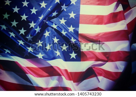 The flag of the United States, the flag day of the United States of America, Independence Day and Freedom. Waving star and striped American flag.