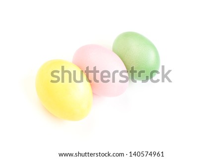Colored  Easter eggs on white background
