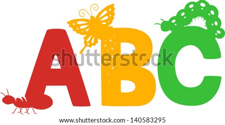 Illustration of Colorful ABC featuring Silhouette of Insects