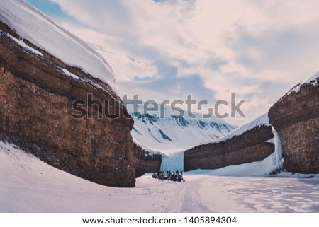  norway landscape ice nature of the glacier mountains of Spitsbergen Longyearbyen  Svalbard   arctic winter  polar day waterfall 
