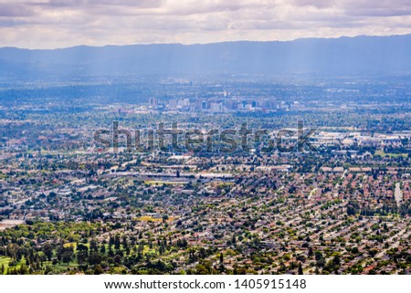 Aerial view of San Jose, the heart of Silicon Valley; south San Francisco bay area, California