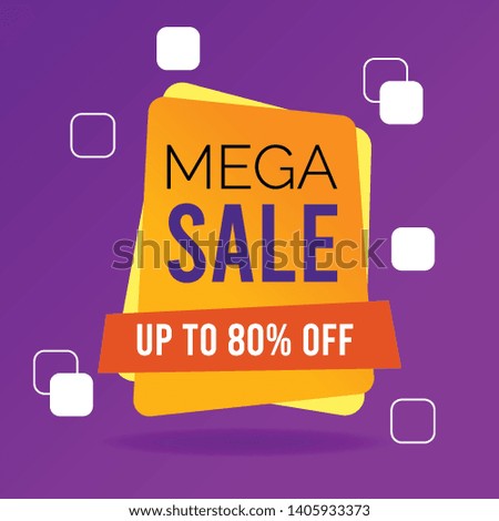 Mega sale banner. Promotion square banner with geometric shapes