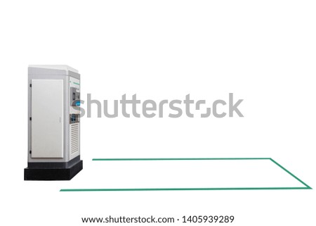 Parking Modern electric car charging on white background.