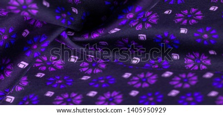 silk fabric is dark blue with blue and green colors, thick fabric, double-sided based on triacetate fibers. Texture, Background, Pattern, Decor, Modern, Textile, Art, Design,