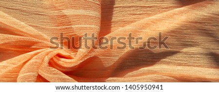 texture, background, pattern, collection, wrinkled silk fabric champagne (pale fawn). 3D pleated, wrinkled and crinkled light camel color pure silk fabric