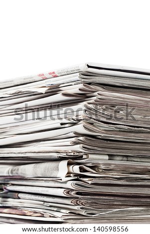 Collection of old newspapers for recycling