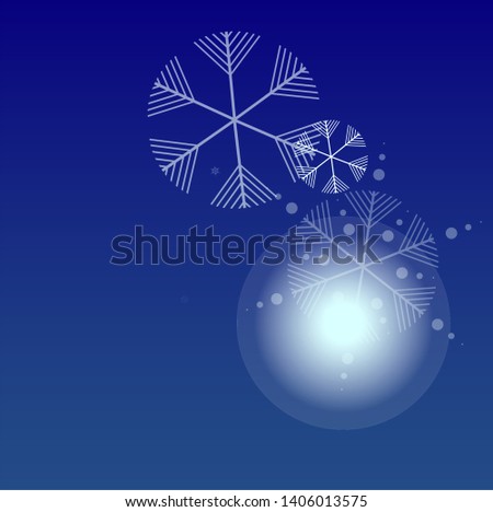 Snowflakes Christmas Background. Element of Design with Snow for a Postcard, Invitation Card, Banner, Flyer.  Vector Falling Snowflakes on a Blue Background


