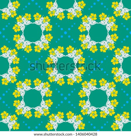 Seamless pattern, Wallpaper with butterflies and flowers. Cut from paper.