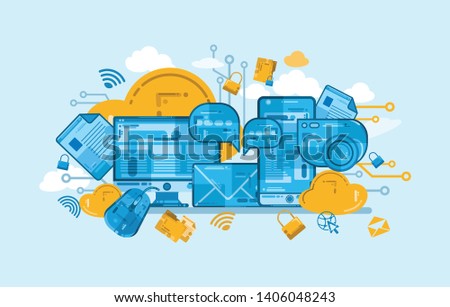 Vector illustration of the type and results of modern information technology. Suitable for wallpapers, banners, backgrounds, cards, book illustrations and web landing pages and other needs