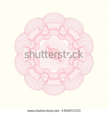 Pink money style rosette. Vector Illustration. Detailed.
