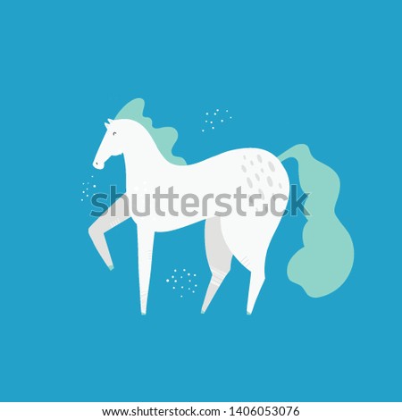 Equestrian sport flat hand drawn color vector illustration