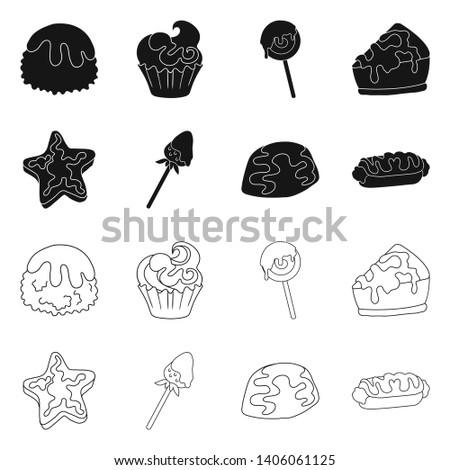 Isolated object of confectionery and culinary icon. Collection of confectionery and product stock symbol for web.