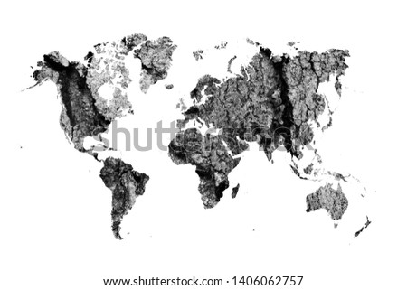 world map on gray wood background