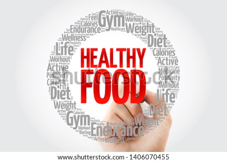 Healthy Food circle word cloud with marker, fitness, sport, health concept