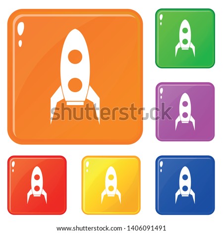 Rocket icons set collection vector 6 color isolated on white background