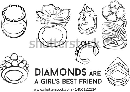 Woman ring - jewelry set Fashion vector illustration vector  object isolated necklace