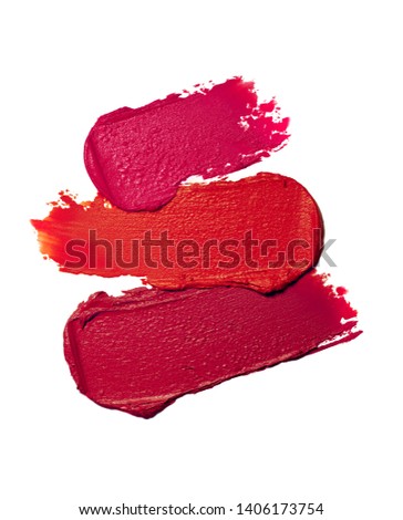 Lipstick abstract strokes smudges  background texture multi colored isolated on white