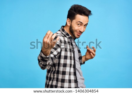 cheerful man on a blue background                               