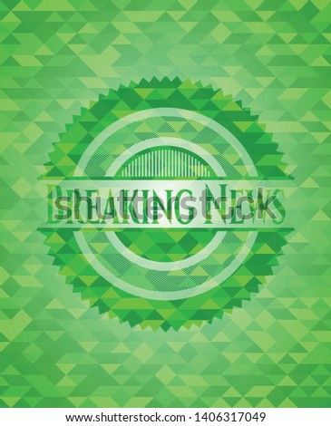 Breaking News realistic green emblem. Mosaic background. Vector Illustration. Detailed.