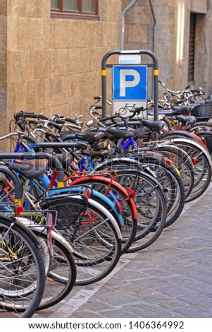 Full Parking Space for Bicycles in Florence Italy