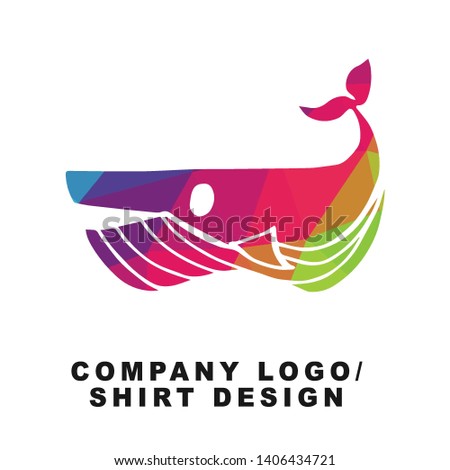 Vector Illustration Logo Design of Whale Animal with Geometry Polygon Rainbow Color. Graphic Design for Shirt, Apparel, Template, Layout, Website, Mobile App and More.
