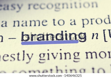 Branding concept in word tag . Selective focus in the middle of word