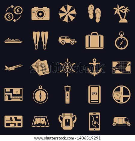 Vacation abroad icons set. Simple set of 25 vacation abroad vector icons for web for any design