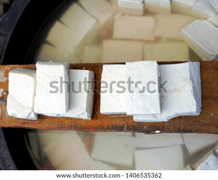 Fresh Organic Raw Soy Tofu for sale at traditional market