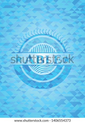 Able sky blue emblem with triangle mosaic background